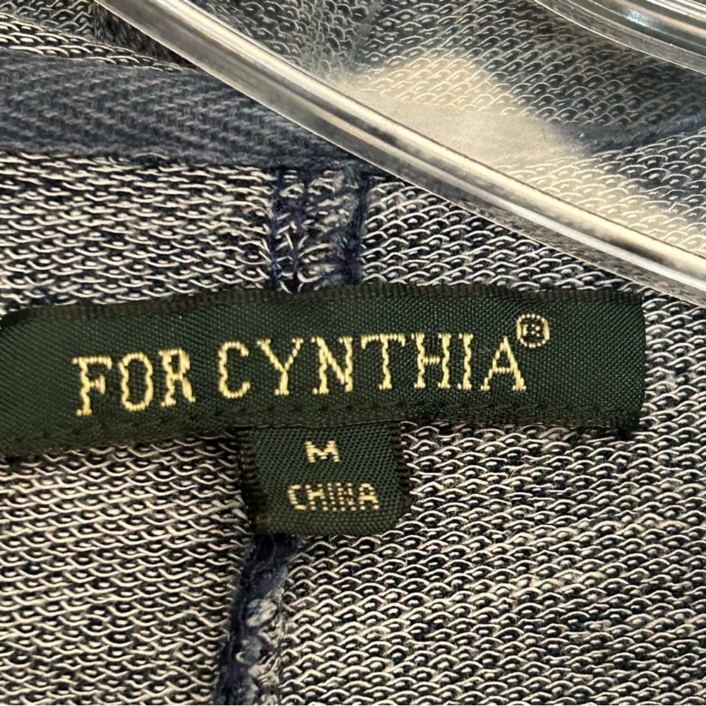For Cynthia Blue Denim Cotton Hooded Jacket w/ Asymmetric Raw Hem - Medium - Picture 3 of 7